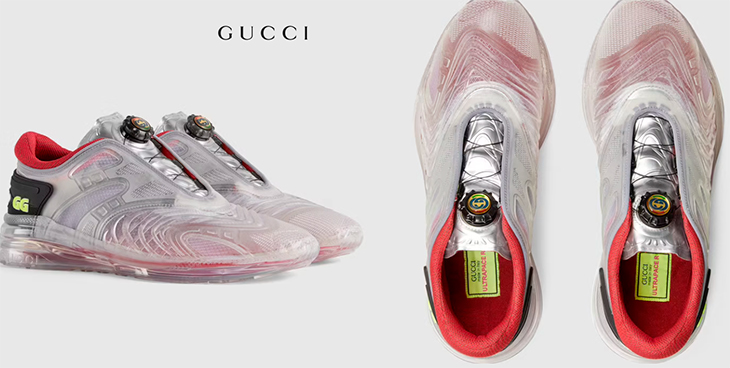 Gucci представляет кроссовки из прозрачной резины с системой быстрой шнуровки